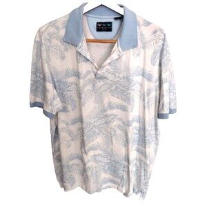 Charleston Threads Mens Golf Shirt Sz XL Soft 100% Cotton Blue Palms